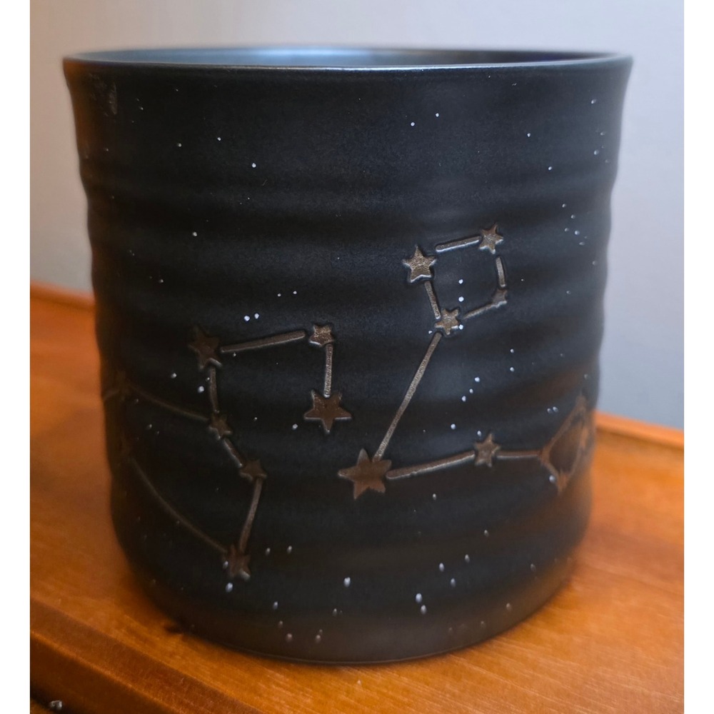 Matte Black Ceramic Celestial Constellation Planter Crock Starry Night Decor